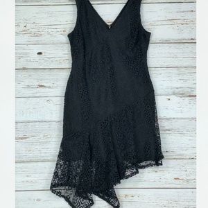 Donna Karan Black Lace Sheath Dress V Neck Sz14/16